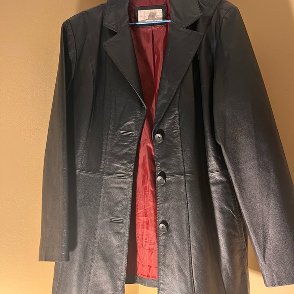 Worthington Jackets & Blazers - Worthington Black Leather Jacket with Red Lining